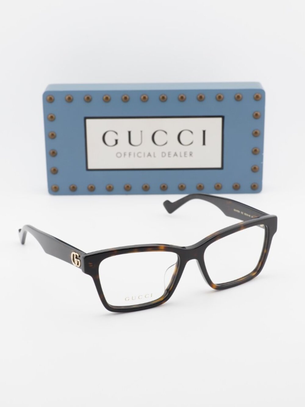 Gucci GG1476OK 002 Square Eyeglasses - Dark Havana 55mm - Picture 5 of 11